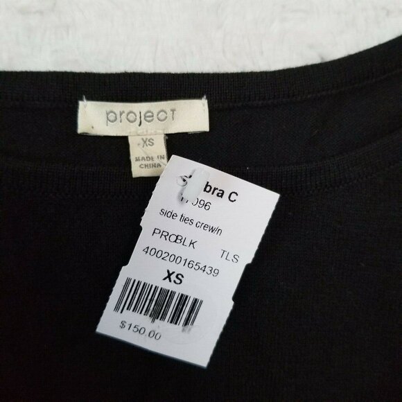 Project Womens Side-Ties Crewneck Sweater XS Black Long Sleeve Pullover New $150 - Picture 3 of 8
